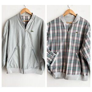 Vintage Lacoste MAde in France Plaid Plain Reversible Bomber Jacket